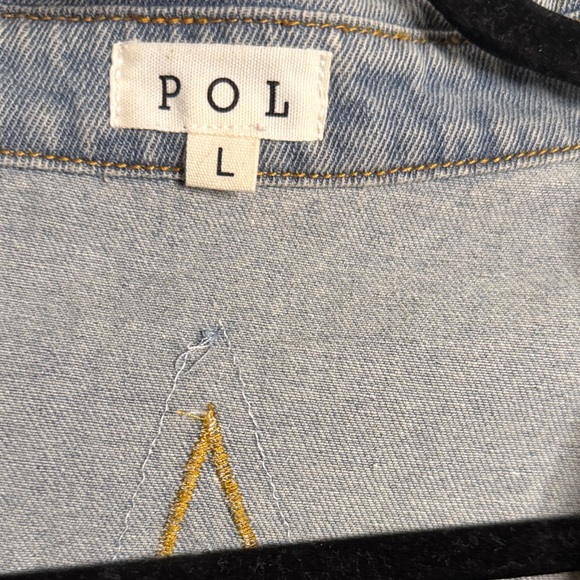 POL Denim Jacket with Star and Plaid Accents - Picture 3 of 3